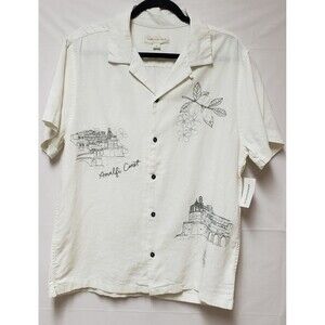 Aeropostale Men’s Short Sleeve Linen Shirt Sz M Embroidered Cruise Vacation NWT